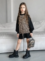 Костюм для девочки с юбкой леопардовый