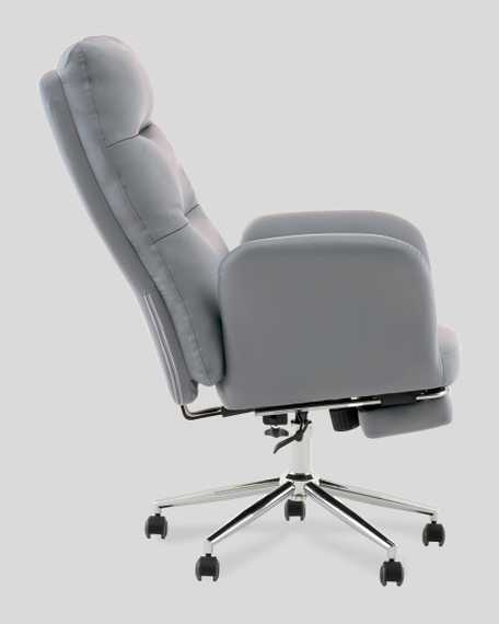 Кресло руководителя TopChairs Solid с оттоманкой серый