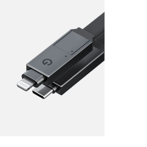 Кабель Energea Sheath 2 в 1, USB-C to Lightning / USB-C 60W 1M, Темно-серый | Gunmetal