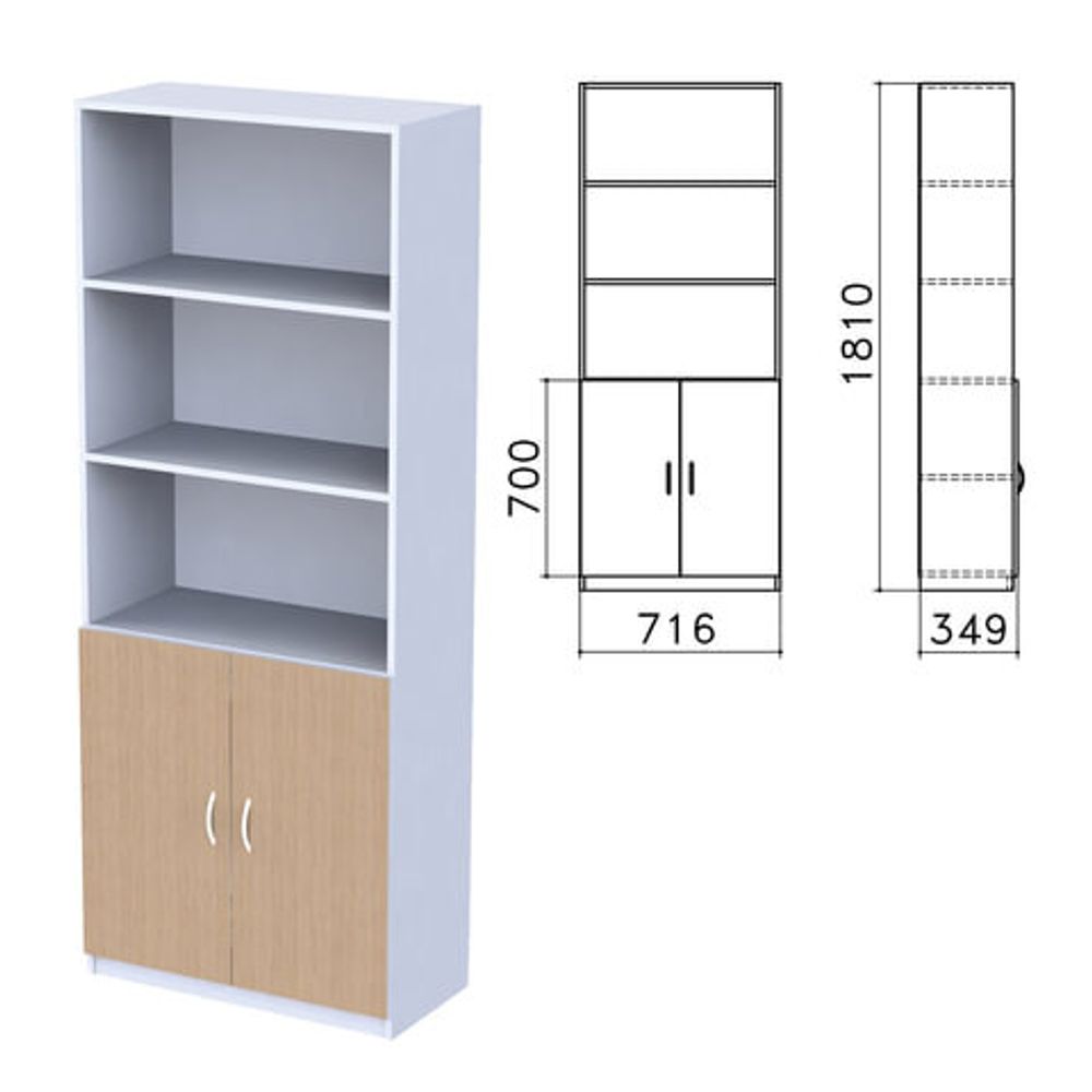 Шкаф полузакрытый &quot;Бюджет&quot;, 716х349х1810, орех онтарио (КОМПЛЕКТ)