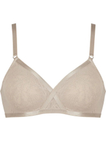 Бескаркасный бюстгальтер с мягкими кружевными чашками (Размер: 75B) (Цвет: бежевый)