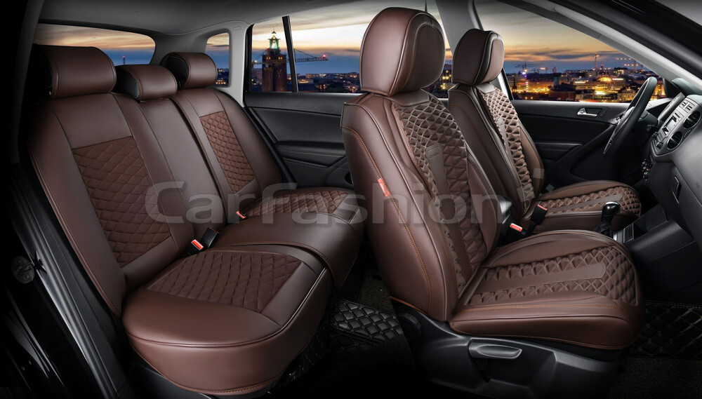 Чехлы на сидения CarFashion каркас 5D«MERCURY PLUS» 27232 -Экокожа кофе/кофе/кофе/кофе
