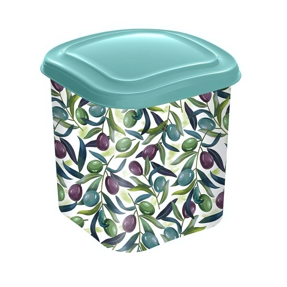 Емкость для сыпучих продуктов 1,8л с декором (зеленый)