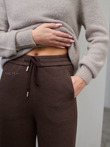 Коричневые брюки из плотного трикотажа