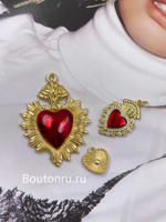 Подвеска "Пылающее сердце" крупная золотистая