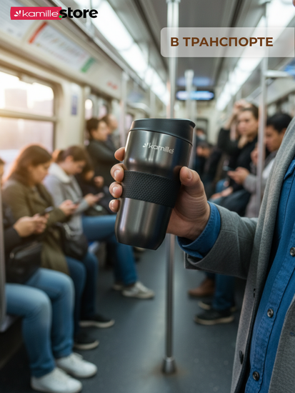 Термокружка 320 мл. из нержавеющей стали Kamille KM 2165 с TPR-вставкой