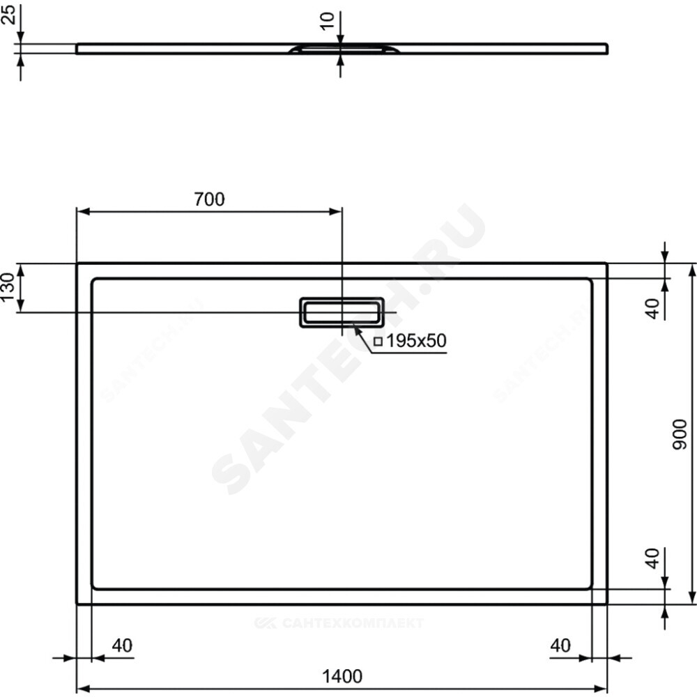 Поддон душевой акрил прямоугольный ULTRAFLAT NEW 1400х900х25 Ideal Standard T448401