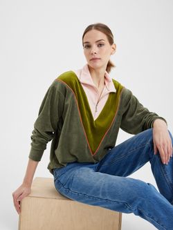 Толстовка на молнии мох/пудра