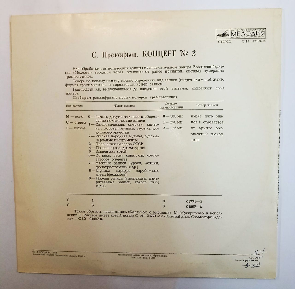 Винтажная виниловая пластинка С. Прокофьев Концерт №2