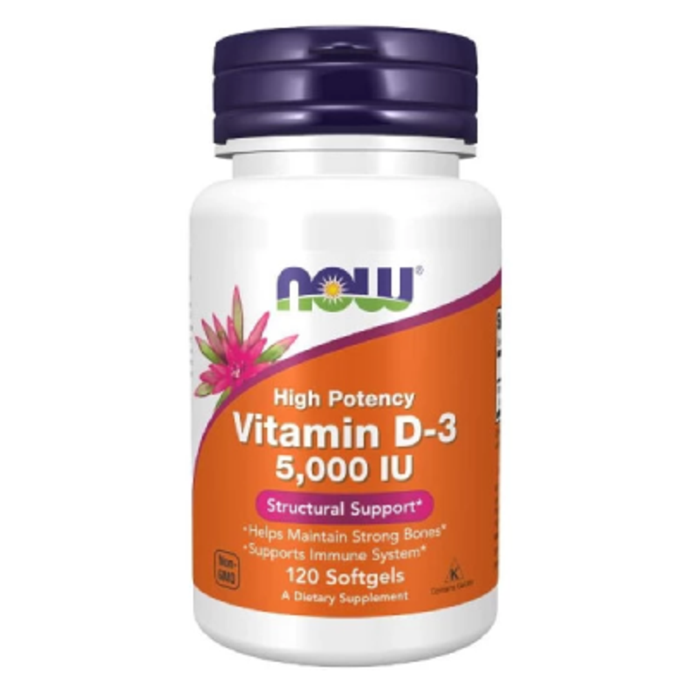 NOW Vitamin D3 5000 IU 120 гелевых капсул