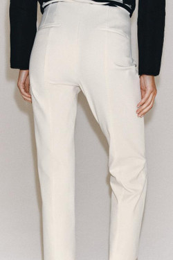 ZARA УКОРОЧЕННЫЕ БРЮКИ — ZW COLLECTION, ЭКРЮ