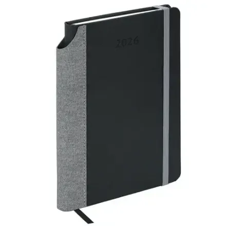 Ежедневник 2026г. А5, Brauberg Mosaic, кожзам, черный, карман для ручки, 168л