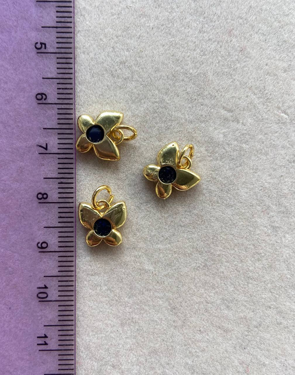 471-с Подвеска "Бабочка" с фианитами 9*10мм, синий