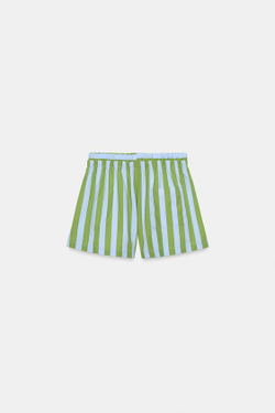 ZARA ШОРТЫ-БЕРМУДЫ В ПОЛОСКУ, ЗЕЛЕНОВАТО-СИНИЙ