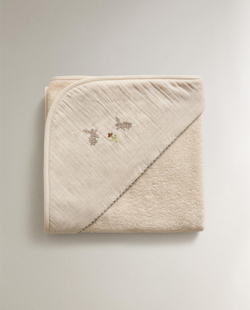 Zara Home Детское полотенце с капюшоном из хлопка, бежевый, 80x80 см · 5679/423