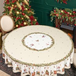 СКАТЕРТЬ КРУГЛАЯ "ЩЕЛКУНЧИК" ,220СМ БЕЖЕВЫЙ 100% ХЛОПОК , ТВИЛ