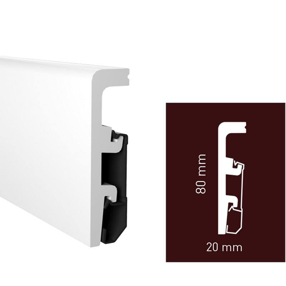 Плинтус дюрополимерный под покраску Arbiton Vega HDPS P0810 Белый 80х20х2400 мм