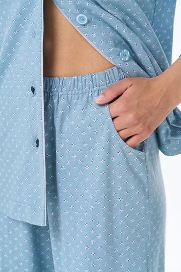 Пижама женская с брюками и рубашкой на пуговицах Лори P0300-F51.2F11 голубая