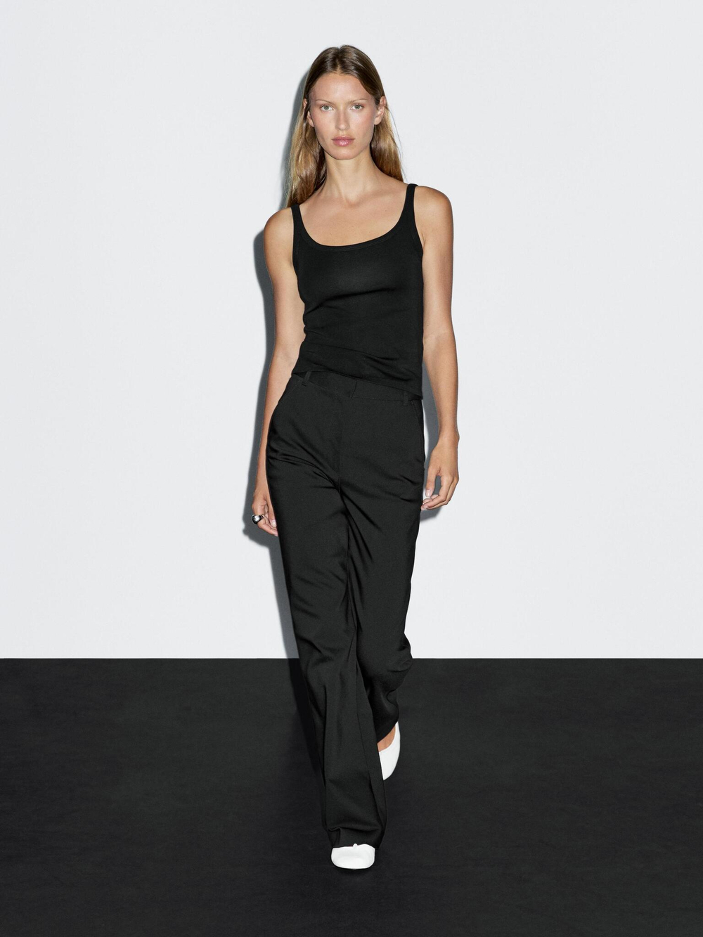 Massimo Dutti Расклешенные брюки-стрейч, черный