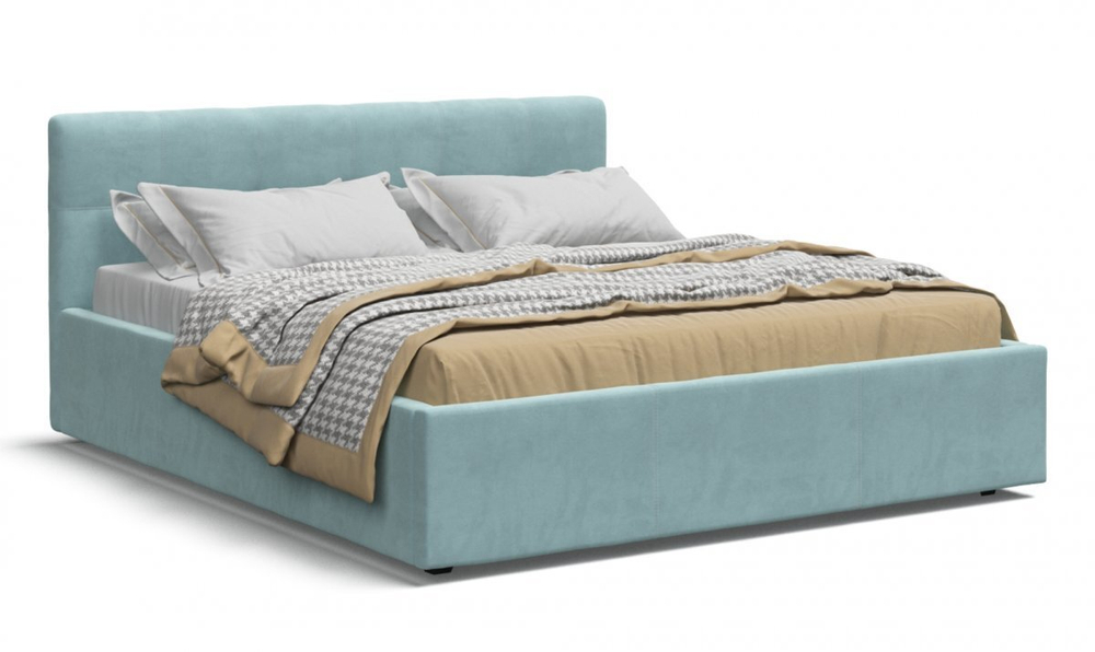 Белла Кровать+ПМ 160 Велюр Монолит аква