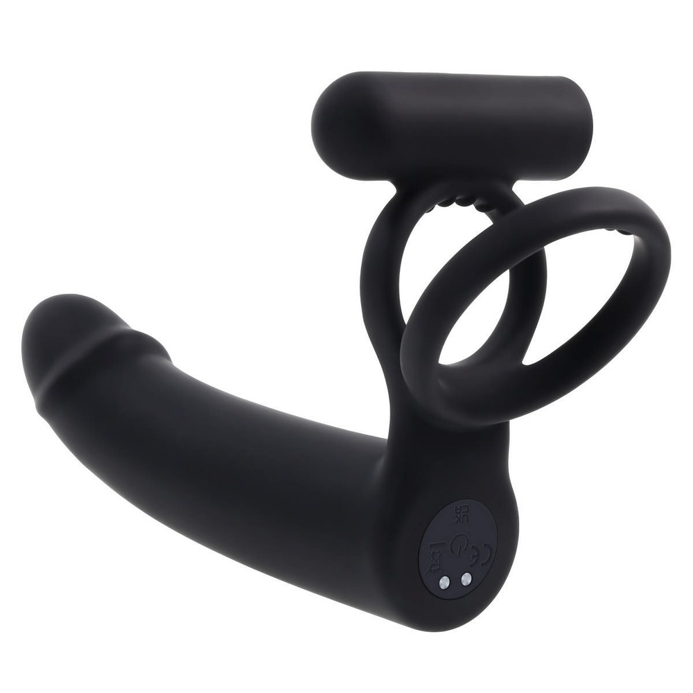 Черная вибронасадка для двойного проникновения Full Swing (Цвет: черный)