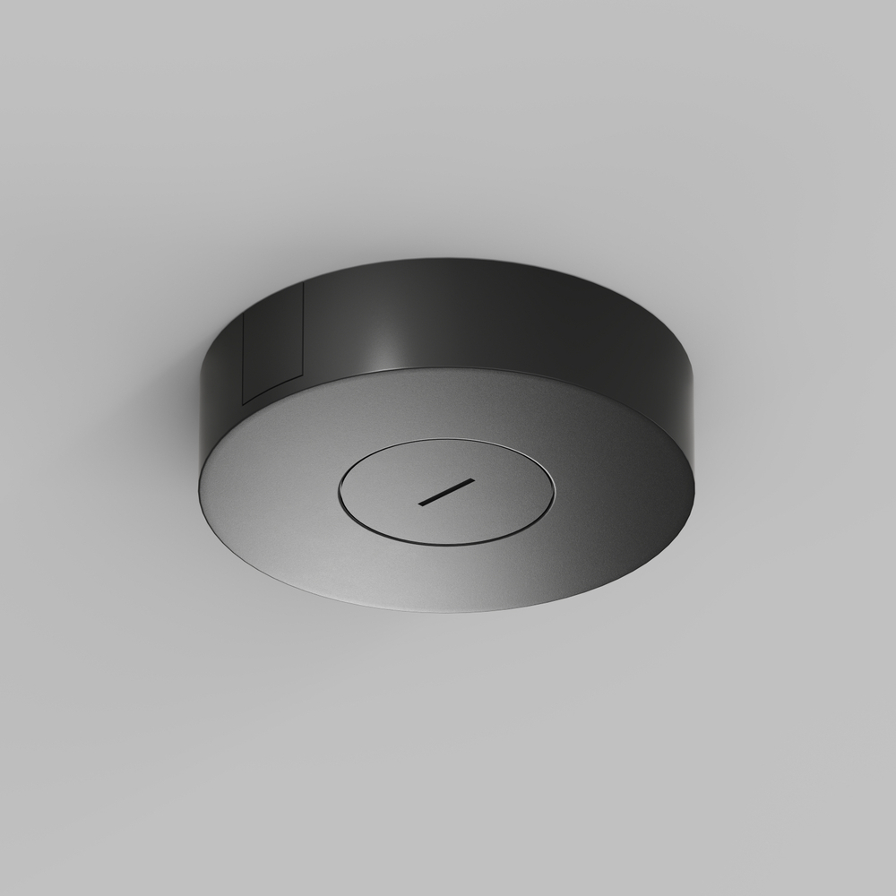 TR5510-BK Накладное основание с возможностью размещения блока питания и подачи питания треку-ремню Belty, серия Base, D205*H50мм, IP20, черный, алюминий