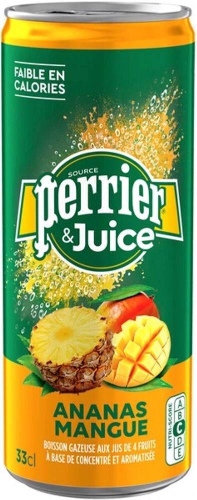 Вода природная минеральная Перрье Ананас &amp; Манго / Perrier Ananas &amp; Mangue 0.33 - банка