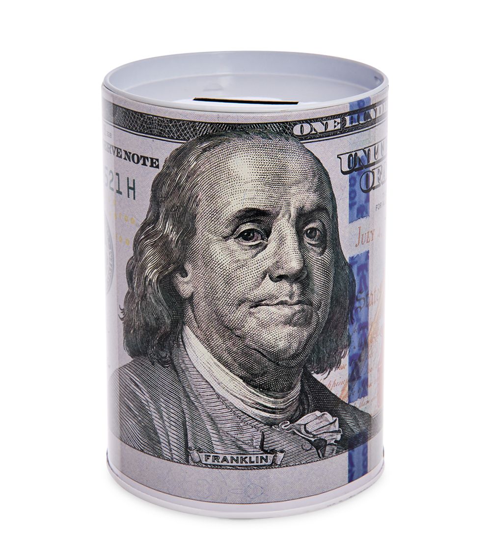 BX-220/1 Металлическая копилка «100 Долларов» 15см