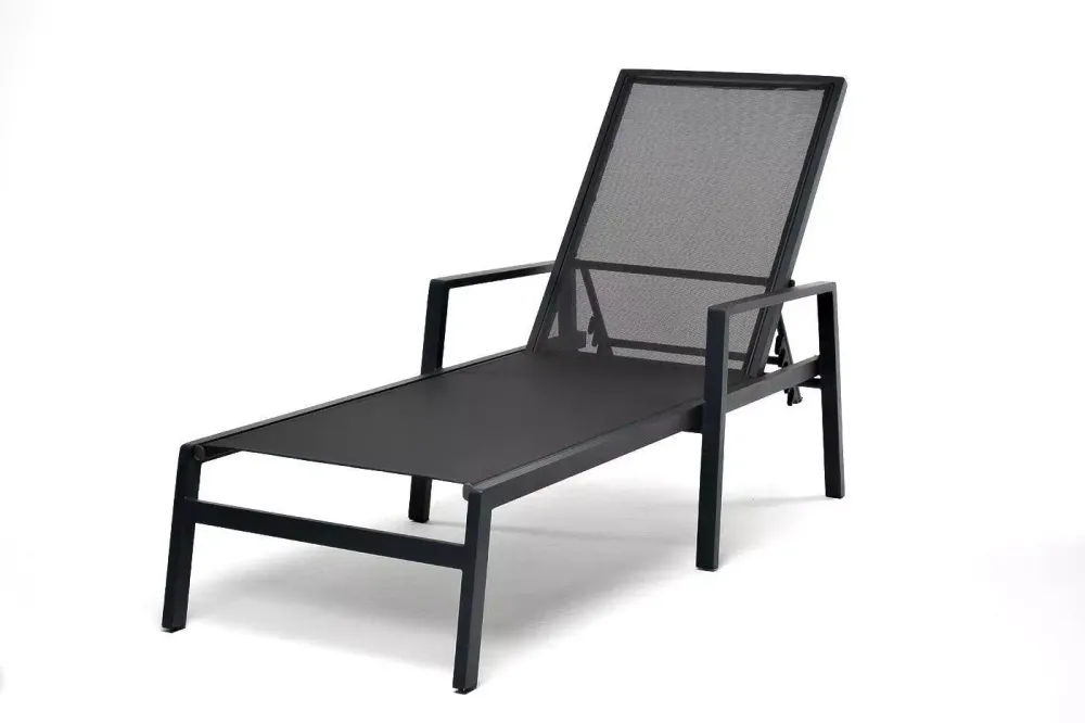 "Парма" шезлонг из алюминия темно-серый (RAL7024) муар, ткань текстилен темно-серая