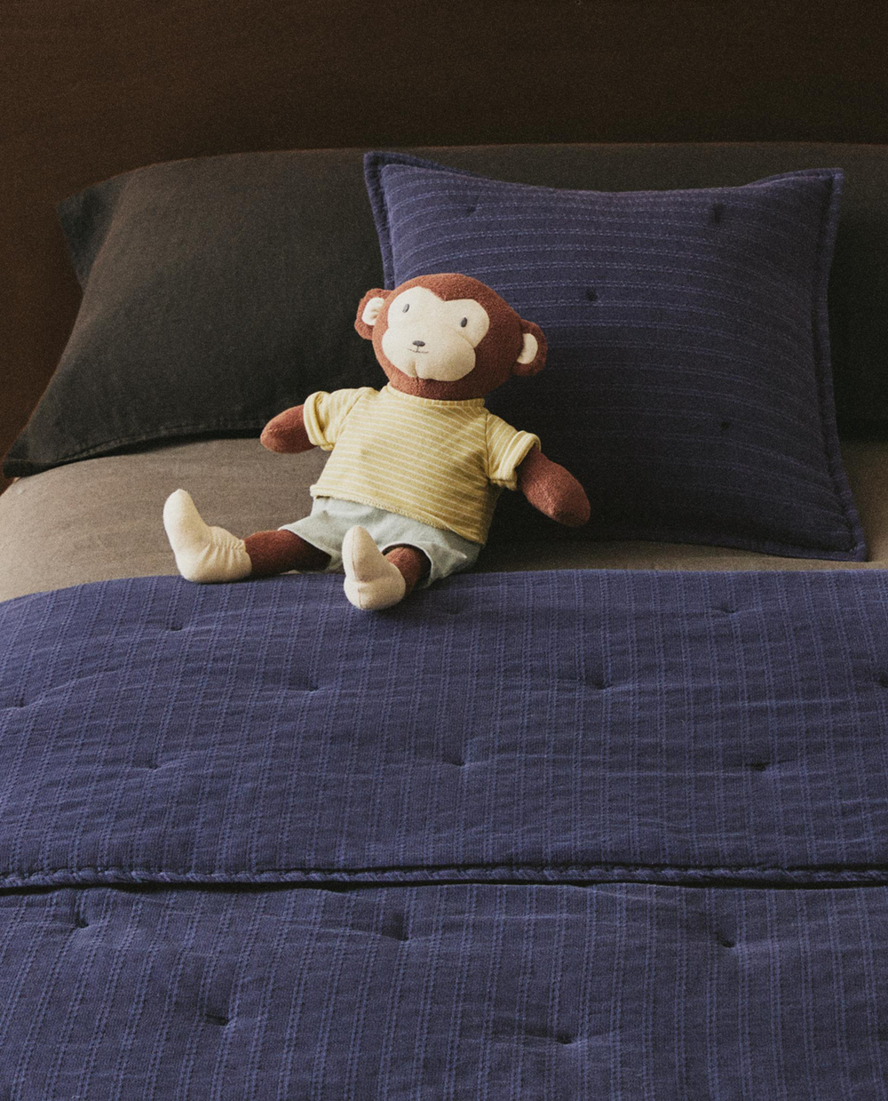 Zara Home покрывало детское из хлопка, тёмно-синий, в полоску · 1604/005