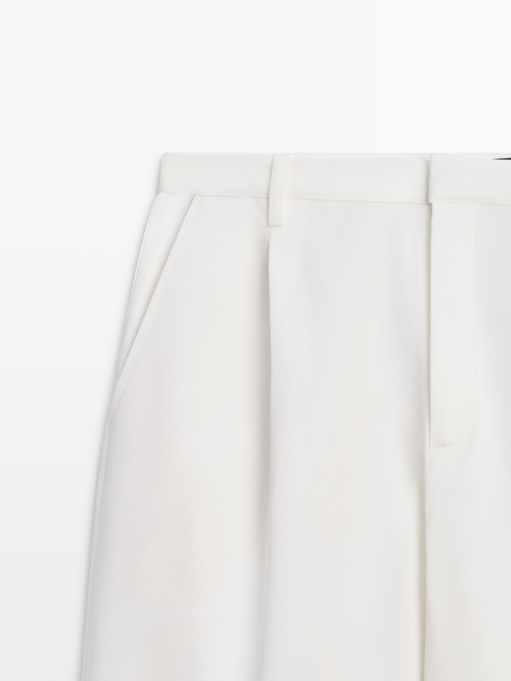 Massimo Dutti Хлопковые брюки с вытачками, белый