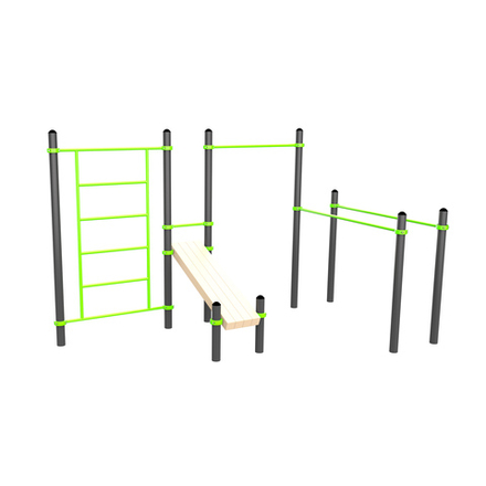 W301 Воркаут (брусья, турник, шведская стенка и наклонная скамья для пресса) ZAVODSPORTA
