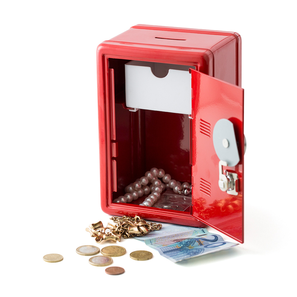 Копилка металлическая money bank, красная