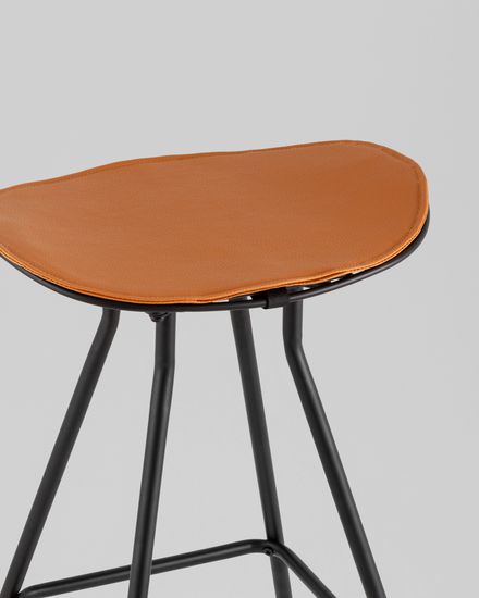 Стул полубарный Jerry черный с коричневой подушкой