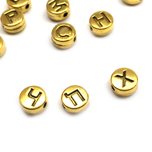 Бусины - буква "Х" 6 мм, под золото