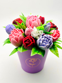 "Разноцветные тюльпаны» сиреневый стакан