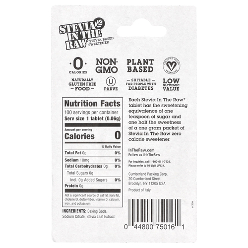 In the Raw, Stevia In The Raw®, подсластитель на основе стевии, 100 таблеток, 6 г (0,21 унции)
