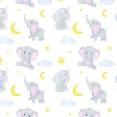 Милый слоник облака и звезды