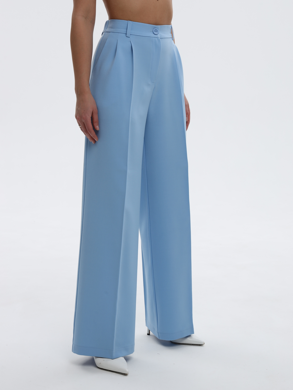 Брюки палаццо классические широкие голубой