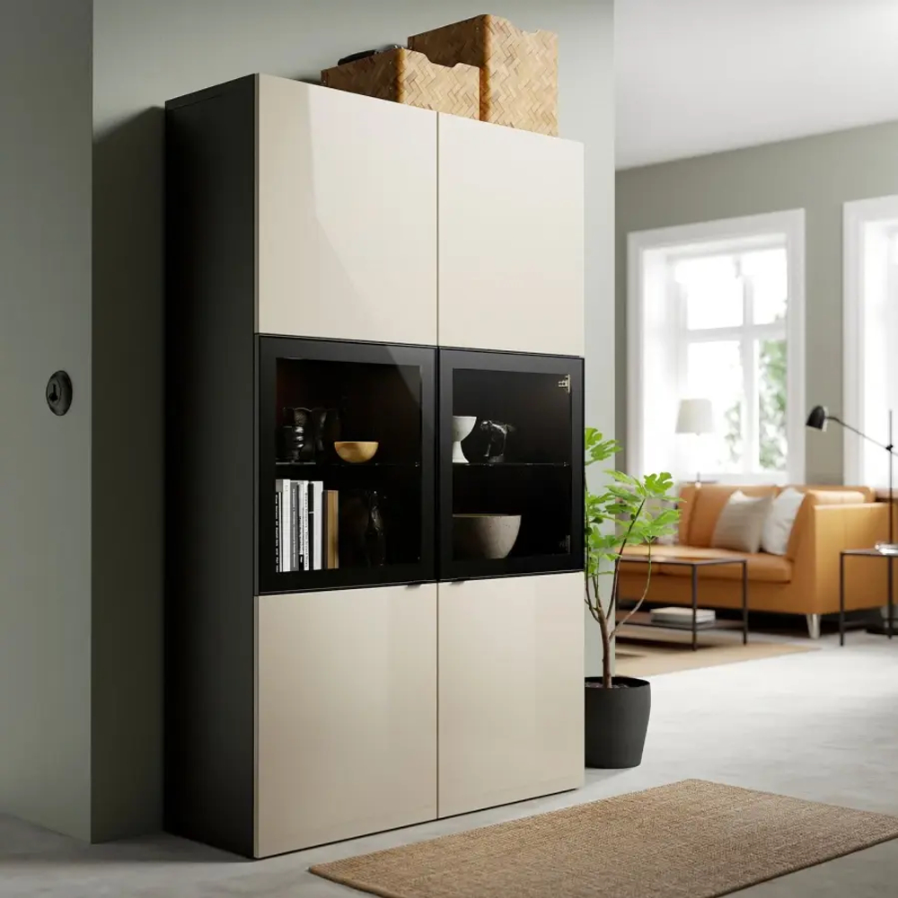 Комбинация для хранения - IKEA BESTÅ/BESTA/БЕСТА/БЕСТО ИКЕА, 120x42x193 см, серый,