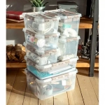 Контейнер для хранения с крышкой, ручкой и ручками-защелками «GRAND BOX», голубой, 29*19*12,4см, 4,2л