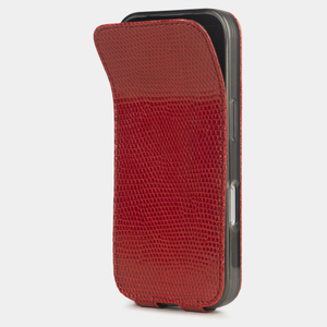 Кожаный чехол для iPhone 17 Pro, ящерица красного цвета