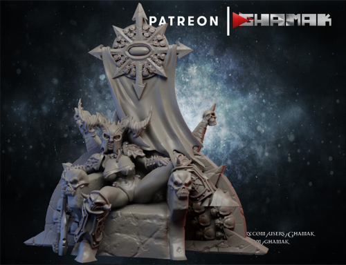 Grand Alliance Chaos Everchosen and Slaves to Darkness Воительница на троне миниатюра для dnd, днд, pathfinder, фентези, Настольная игра, НРИ, Варгейм, РПГ