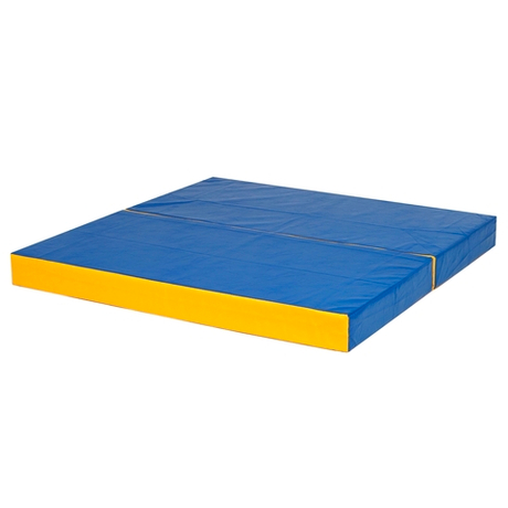 Спортивный мат 100 х 100 х 10 см складной, сине/желтый