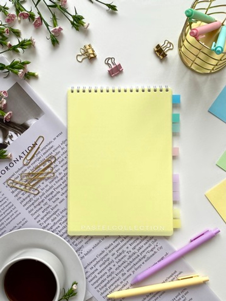 НОВИНКА! Блокнот  А5 60 л. Pastel Collection Yellow, с пластиковой обложкой, на металлическом гребне