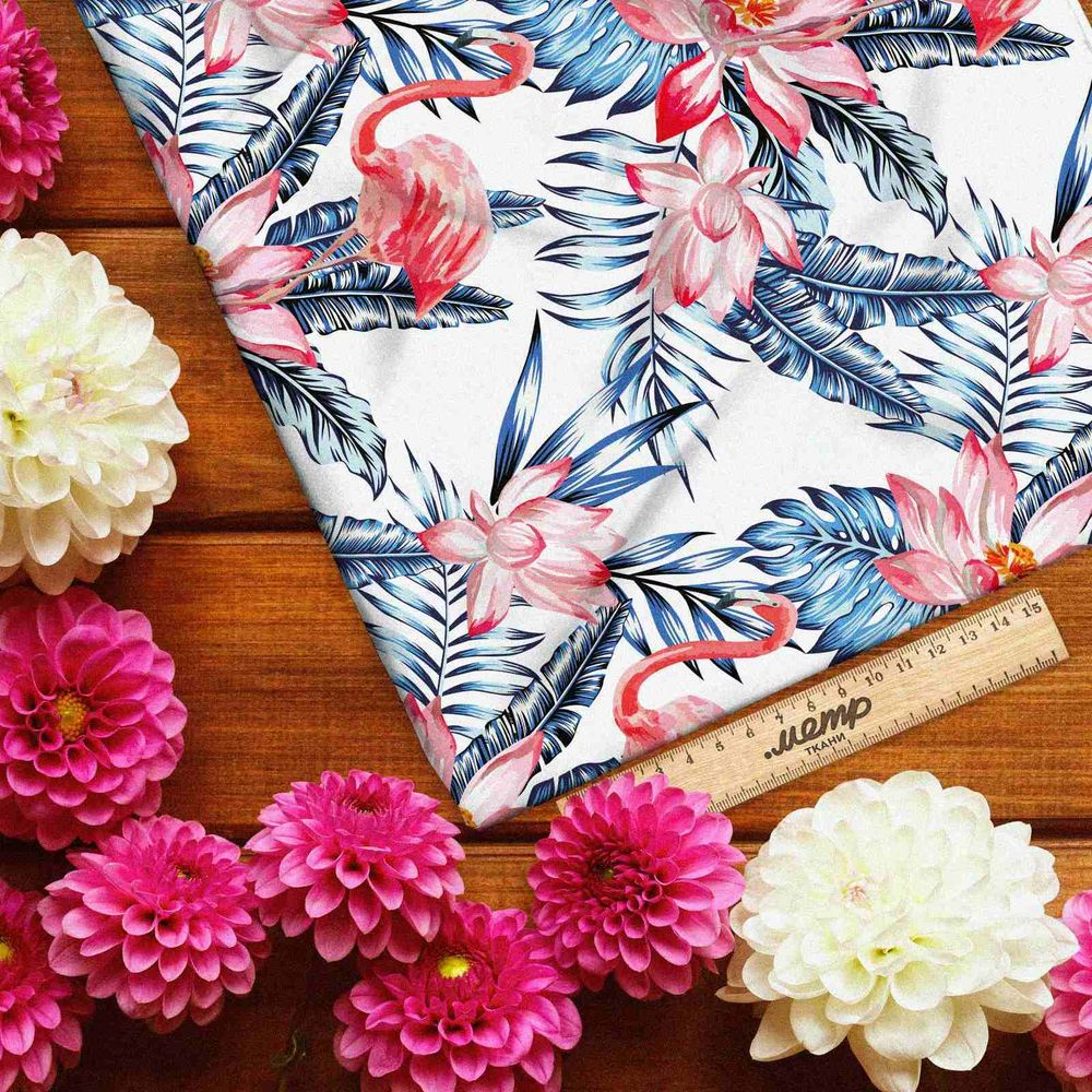 Ткань таффета тропический фламинго