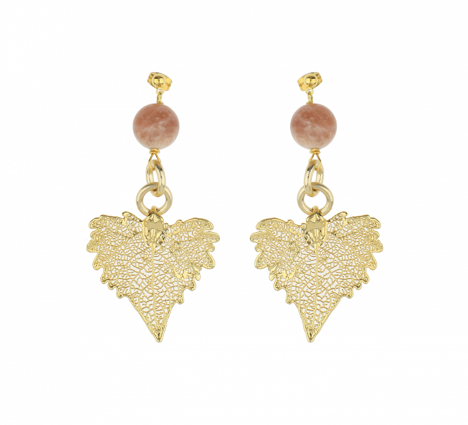 Серьги листья Ester Bijoux Тополь OR916-G BR
