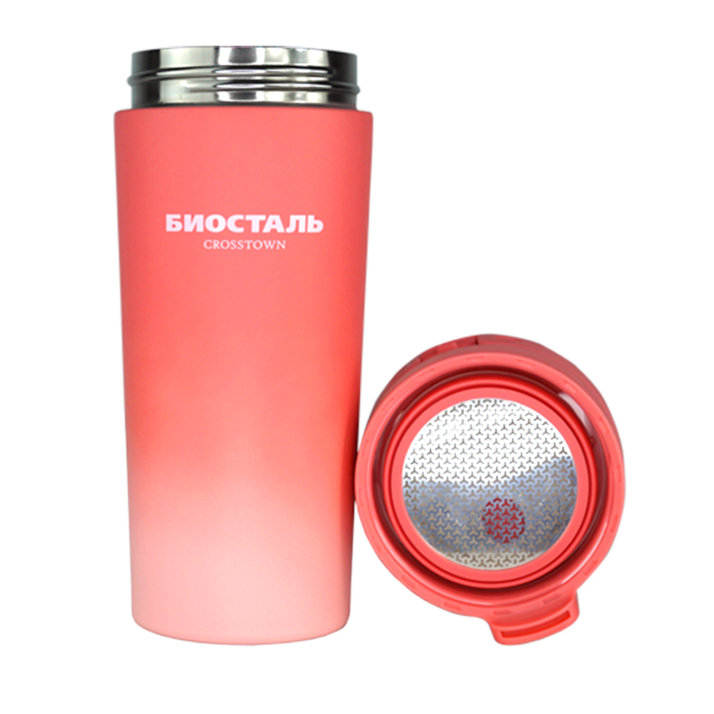 Термокружка Biostal Crosstown (0,4 литра) с фильтром, коралловая