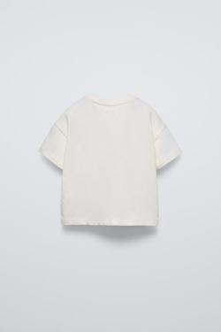 ZARA ФУТБОЛКА В СТИЛЕ ПЭЧВОРК, ЖЕЛТОВАТО-БЕЛЫЙ