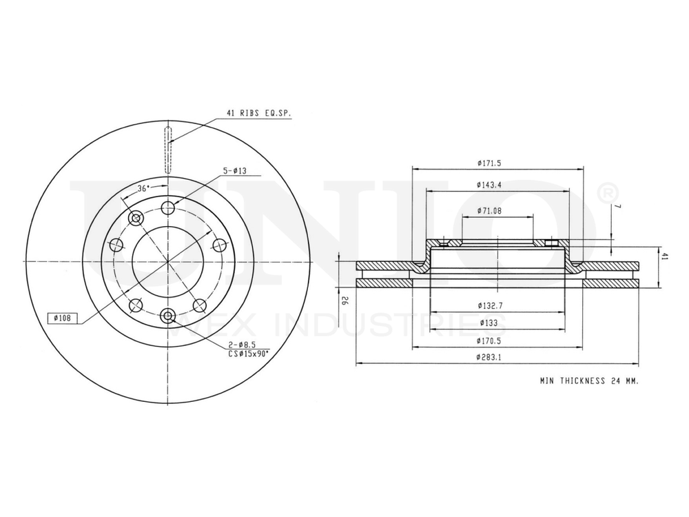 Диск тормозной передний UNIO BRD-20401